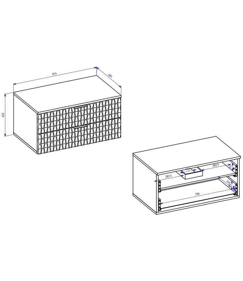 Wastafelkast Java 81 x 48 x 40 cm - mat zwart met walnoot bruin