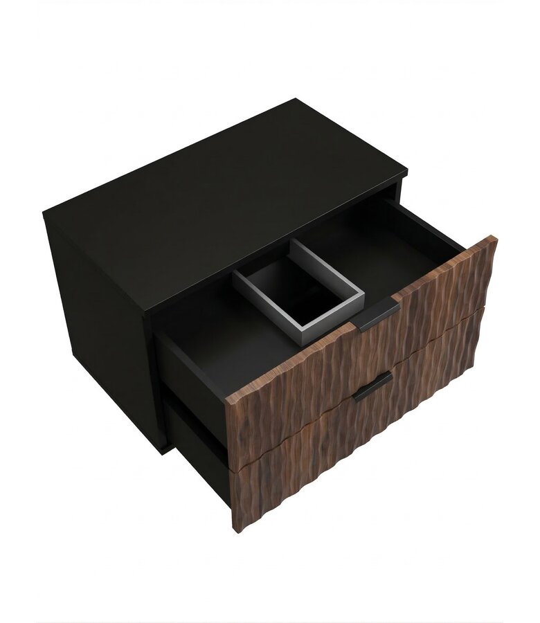 Wastafelkast Java 81 x 48 x 40 cm - mat zwart met walnoot bruin