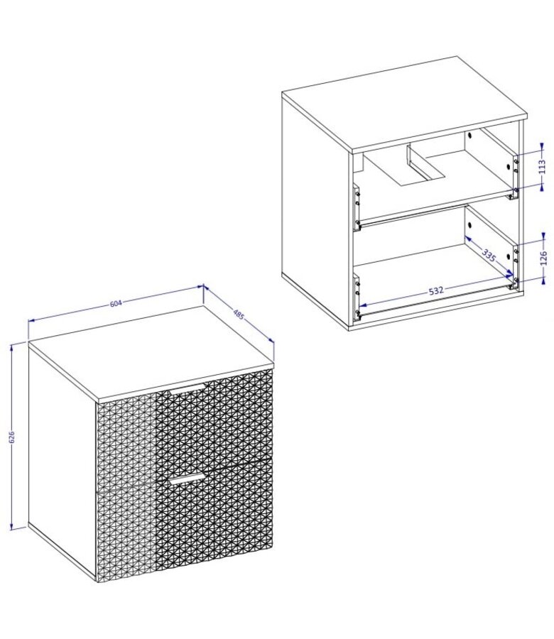 Wastafelkast Borneo 60 x 49 x 63 cm - mat zwart