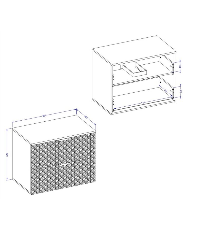 Wastafelkast Borneo 80 x 49 x 63 cm - mat zwart