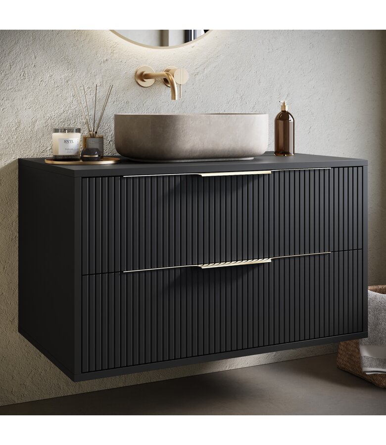Wastafelkast Rimini - 80 x 46 x 46 cm - mat zwart