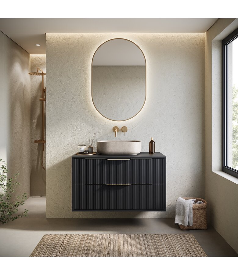 Wastafelkast Rimini - 80 x 46 x 46 cm - mat zwart