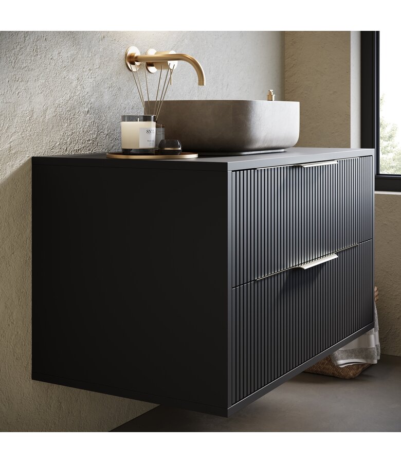 Wastafelkast Rimini - 80 x 46 x 46 cm - mat zwart
