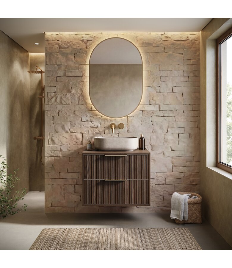 Wastafelkast Rimini - 60 x 46 x 46 cm - walnoot bruin