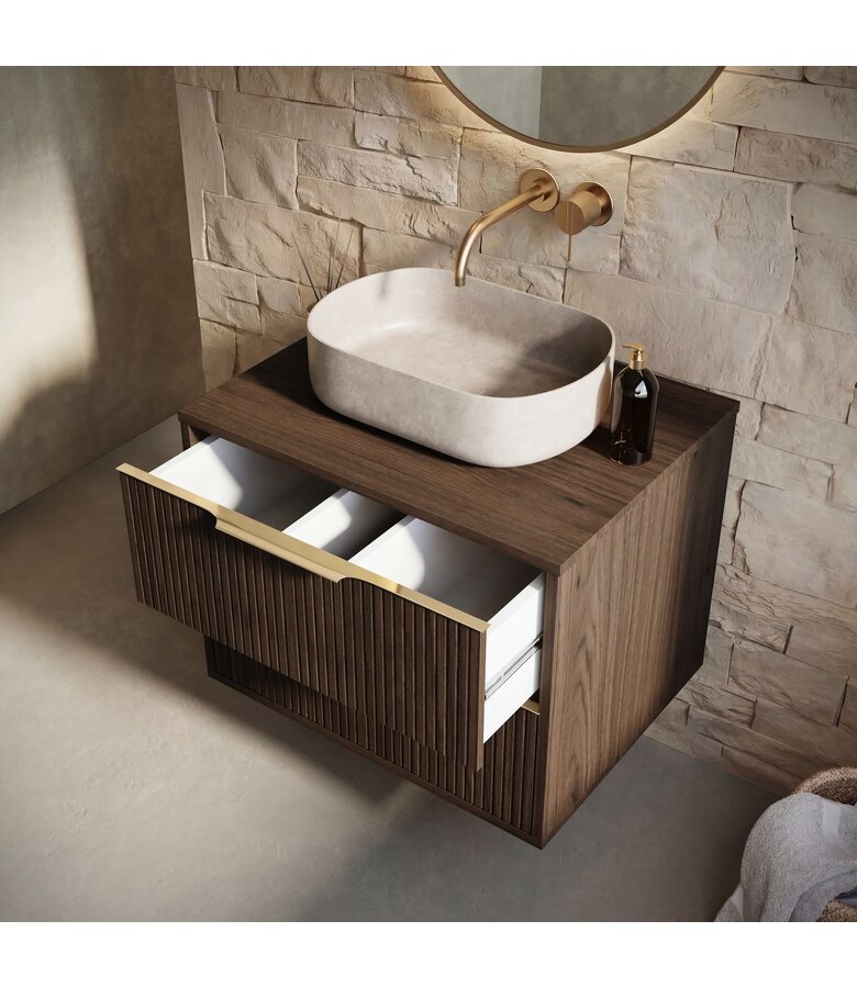 Wastafelkast Rimini - 60 x 46 x 46 cm - walnoot bruin