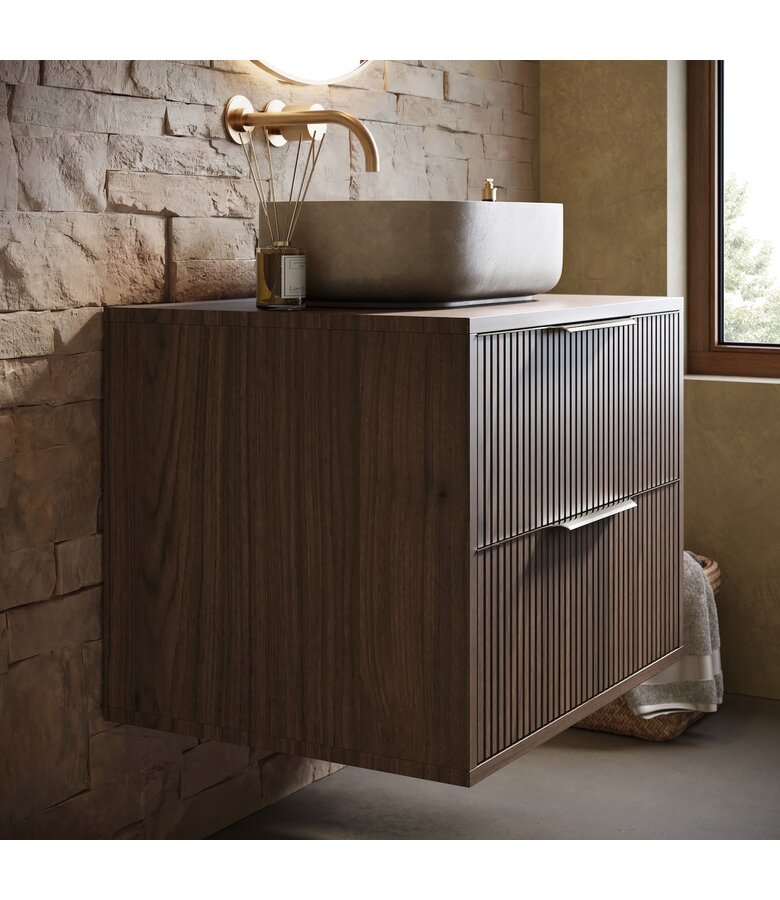 Wastafelkast Rimini - 60 x 46 x 46 cm - walnoot bruin