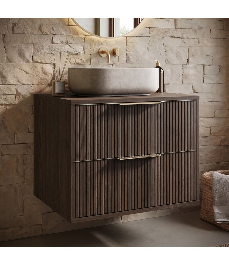 Wastafelkast Rimini - 60 x 46 x 46 cm - walnoot bruin