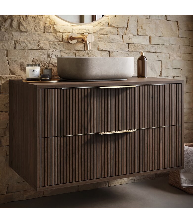 Wastafelkast Rimini - 80 x 46 x 46 cm - walnoot bruin