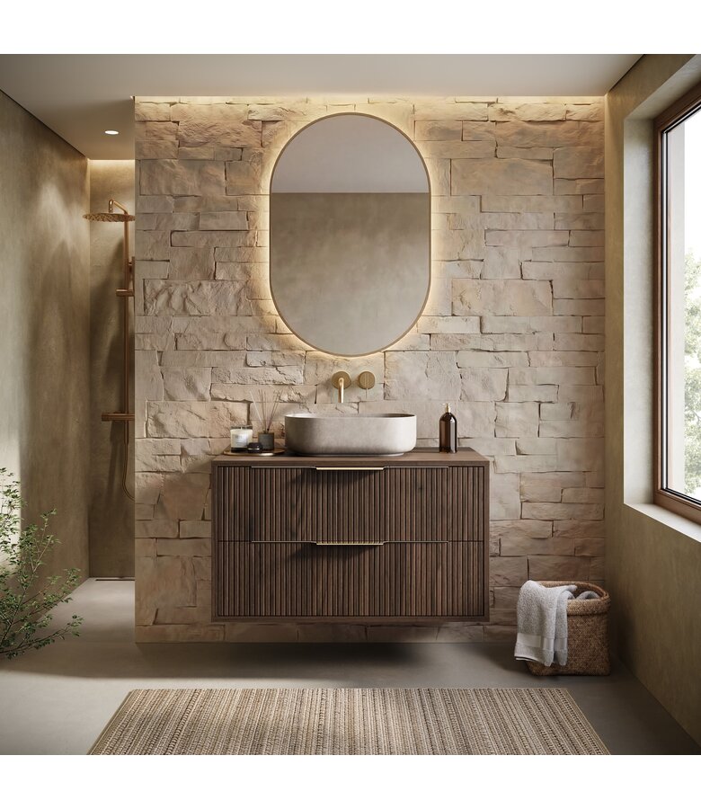 Wastafelkast Rimini - 80 x 46 x 46 cm - walnoot bruin