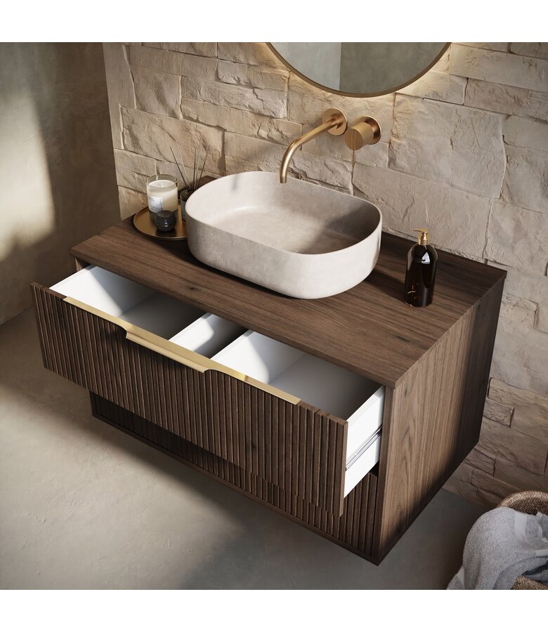 Wastafelkast Rimini - 80 x 46 x 46 cm - walnoot bruin