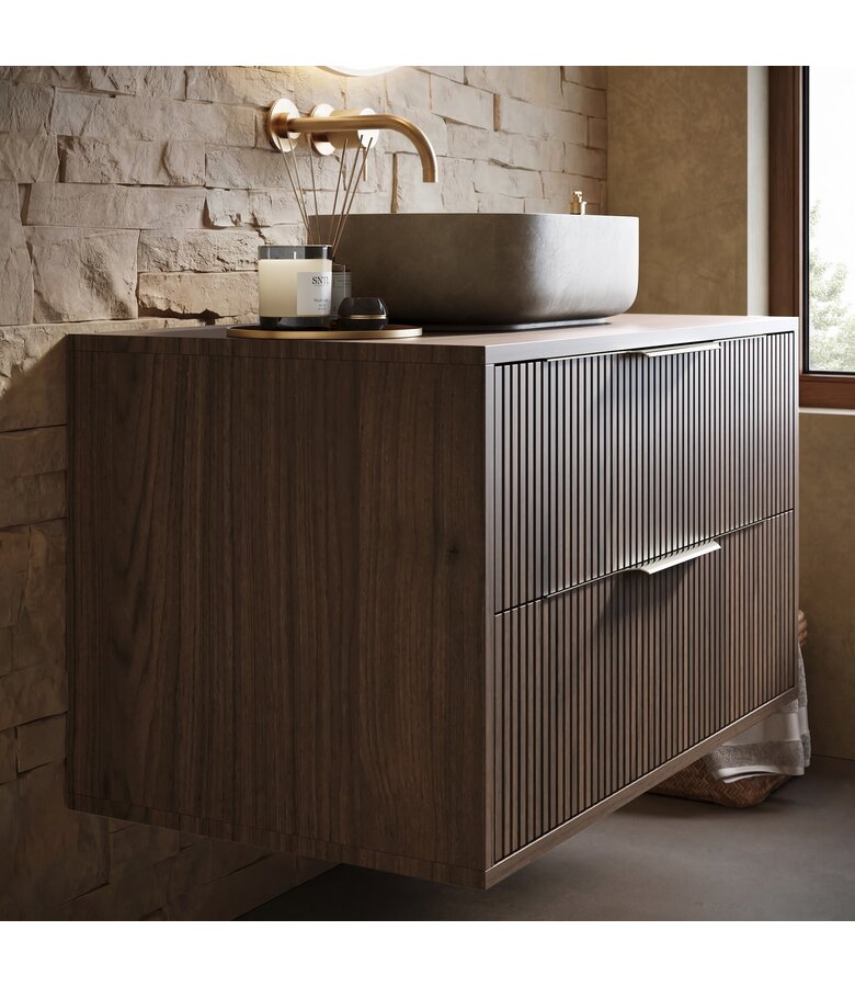 Wastafelkast Rimini - 80 x 46 x 46 cm - walnoot bruin