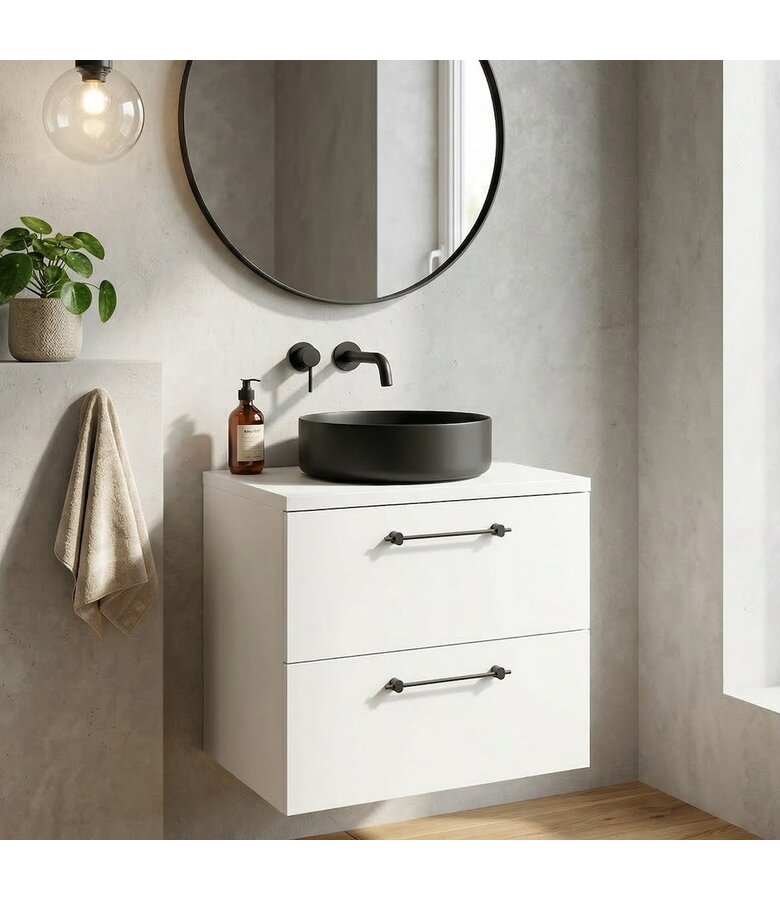 Wastafelkast Muro 60cm - wit - met bovenblad