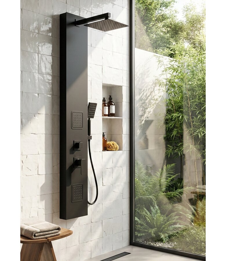 Douchepaneel Hudson met mengkraan - zwart