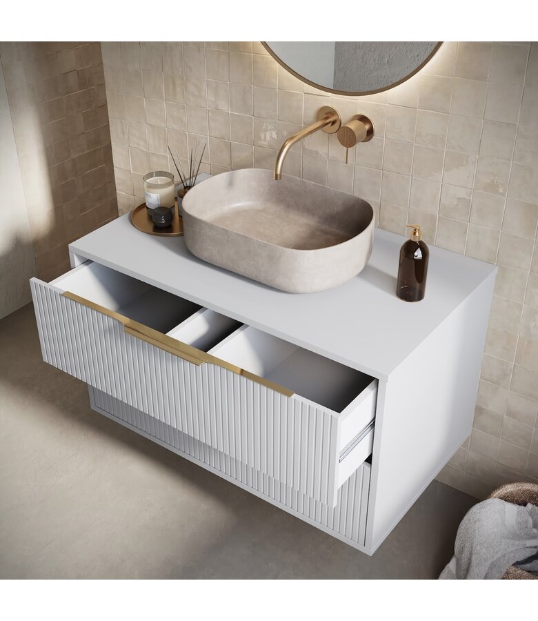 Wastafelkast Rimini - 80 x 46 x 46 cm - mat wit