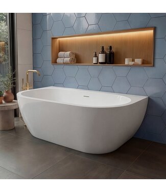 Half vrijstaand ligbad Hanoi 170 x 80 x 58 cm - wit