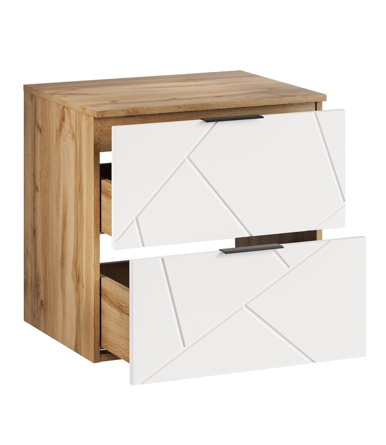 Wastafelkast Manello 60 x 46 x 58 cm - eiken met mat wit