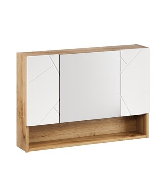 Spiegelkast Manello 80 x 17 x 55 cm - eiken met mat wit
