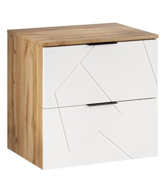 Wastafelkast Manello 60 x 46 x 58 cm - eiken met mat wit