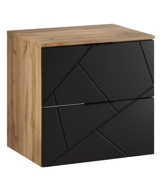 Wastafelkast Manello 60 x 46 x 58 cm - eiken met mat zwart