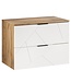 Wastafelkast Manello 80 x 46 x 58 cm - eiken met mat wit
