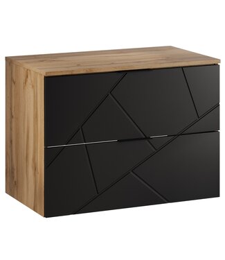 Wastafelkast Manello 80 x 46 x 58 cm - eiken met mat zwart