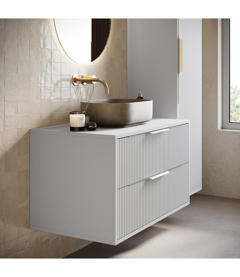 Wastafelkast Rimini met kolomkast - 80 x 46 x 46 cm - wit