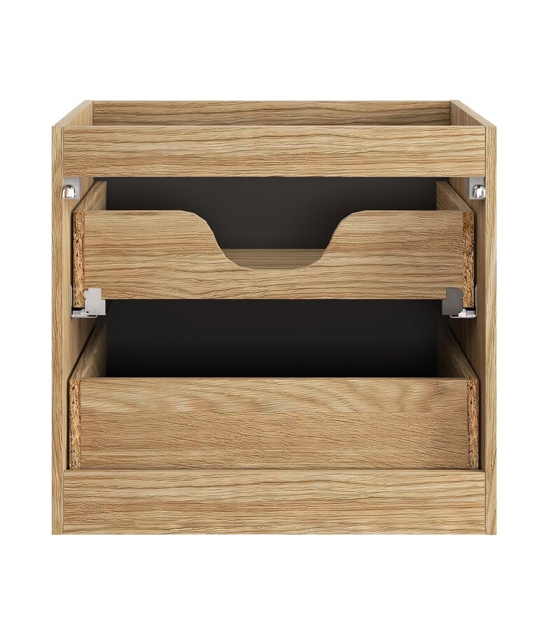 Wastafelkast Ocean met blad - 60 x 46 x 59 cm - mat zwart met eiken