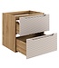 Wastafelkast Ocean met blad - 60 x 46 x 59 cm - beige met eiken