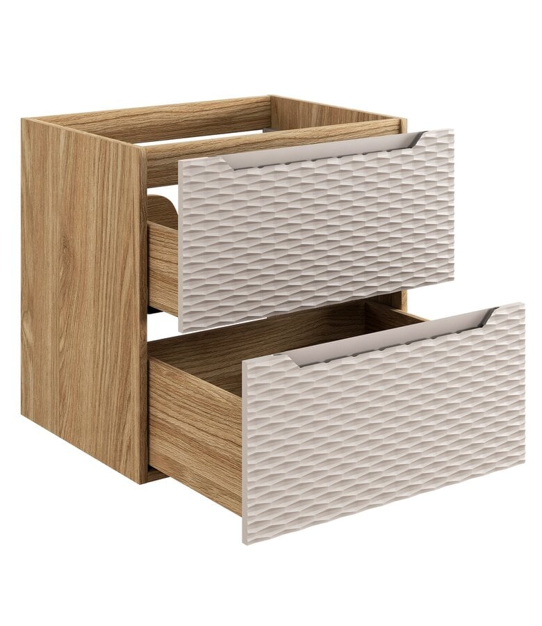 Wastafelkast Ocean met blad - 60 x 46 x 59 cm - beige met eiken