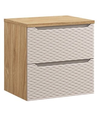 Wastafelkast Ocean met blad - 60 x 46 x 59 cm - beige met eiken