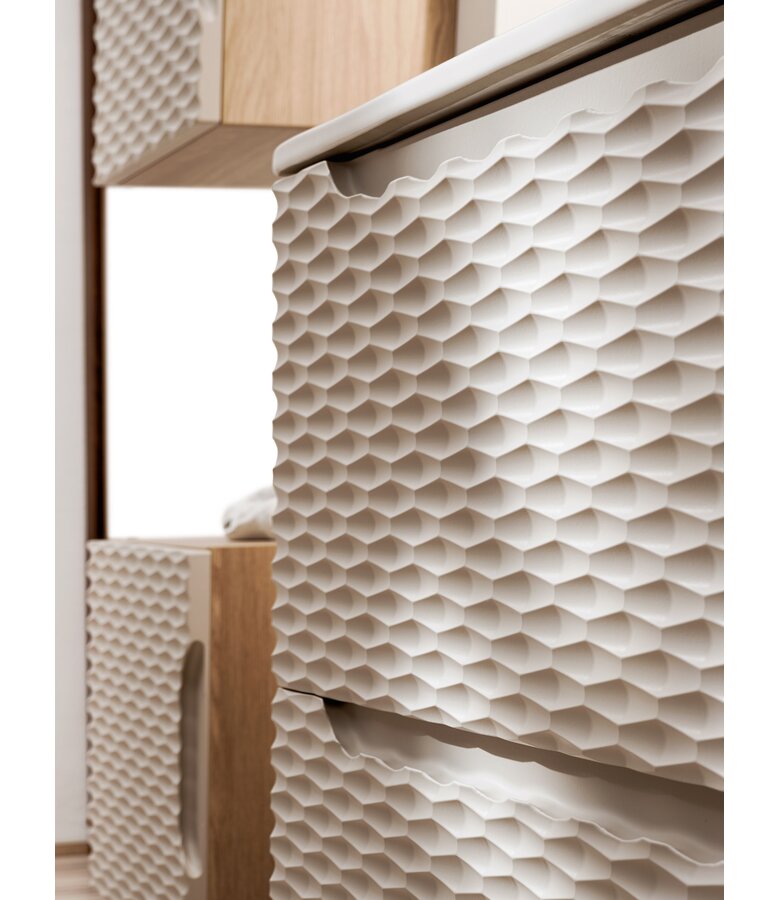 Wastafelkast Ocean met blad - 80 x 46 x 59 cm - beige met eiken