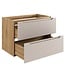 Wastafelkast Ocean met blad - 80 x 46 x 59 cm - beige met eiken