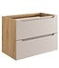 Wastafelkast Ocean met blad - 80 x 46 x 59 cm - beige met eiken