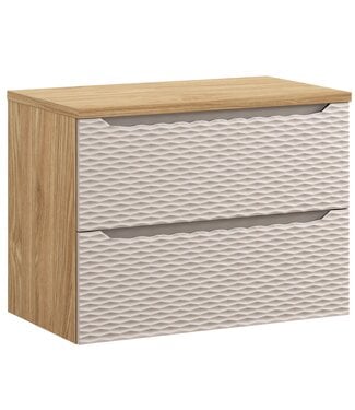 Wastafelkast Ocean met blad - 80 x 46 x 59 cm - beige met eiken