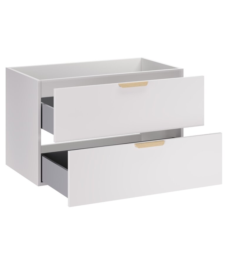 Wastafelkast Aster met blad - 80 x 46 x 52 cm - wit met eiken