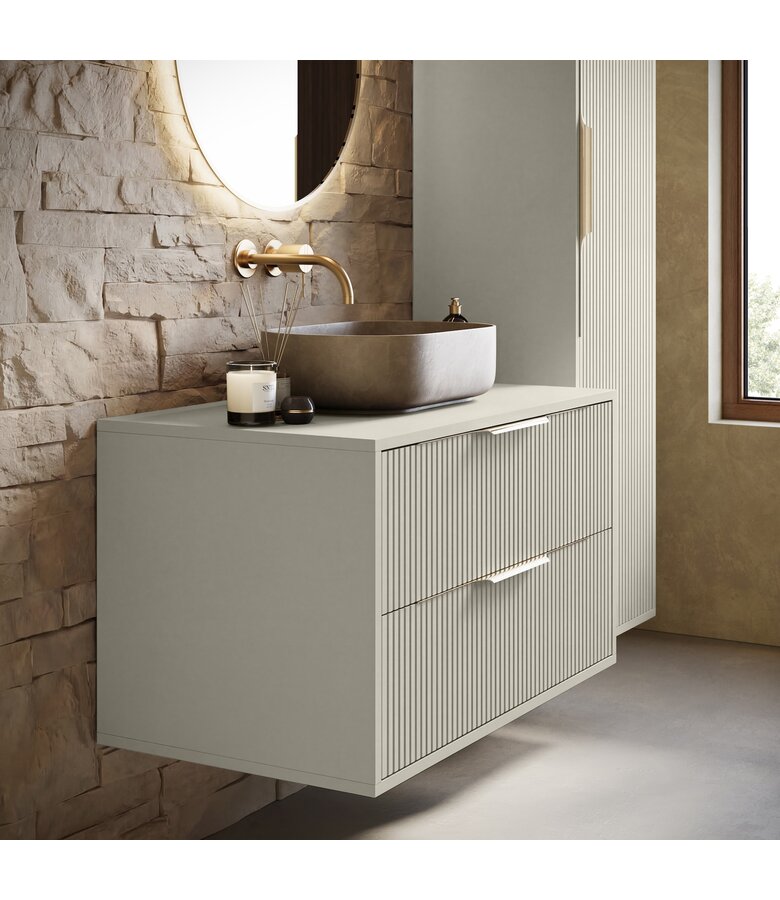 Wastafelkast Rimini met kolomkast - 80 x 46 x 46 cm - beige