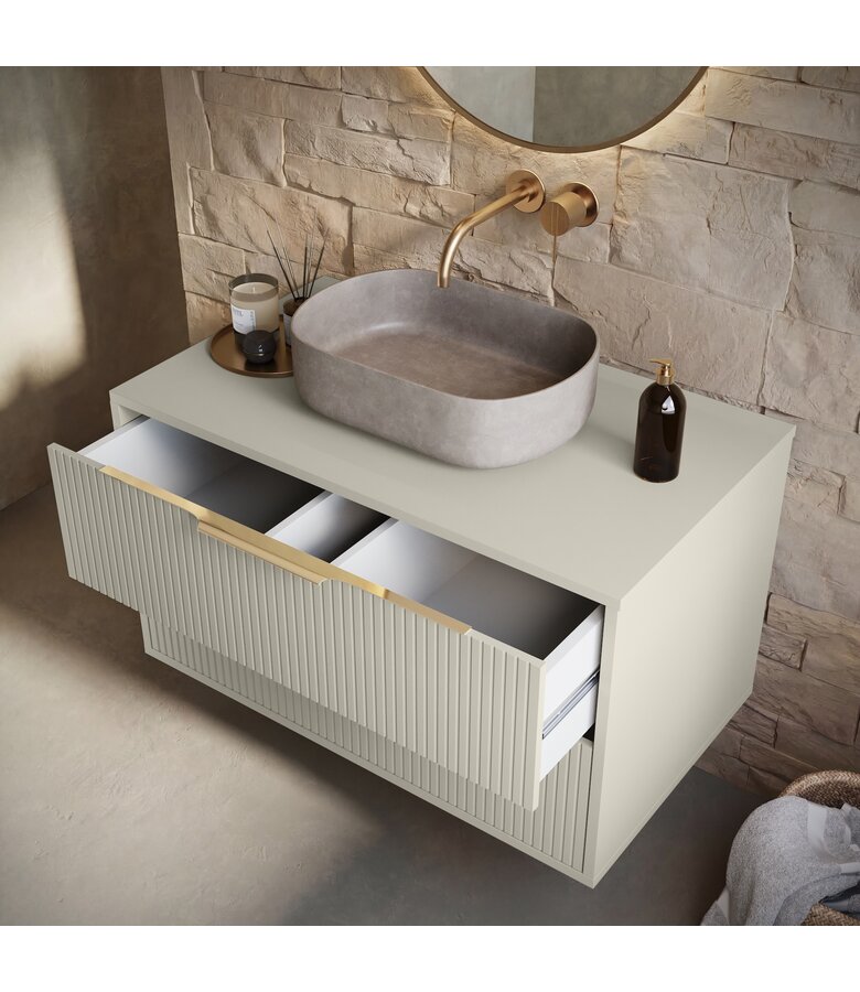 Wastafelkast Rimini met kolomkast - 80 x 46 x 46 cm - beige