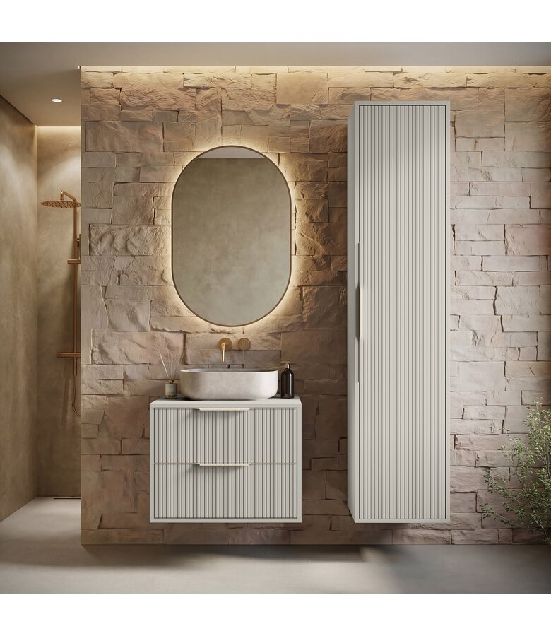 Wastafelkast Rimini met kolomkast - 60 x 46 x 46 cm - beige