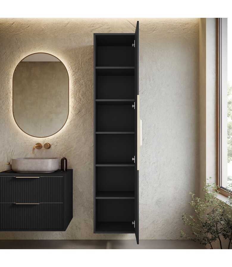 Wastafelkast Rimini met kolomkast - 60 x 46 x 46 cm - mat zwart