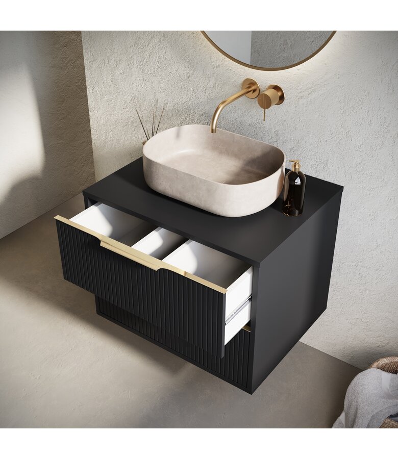 Wastafelkast Rimini met kolomkast - 60 x 46 x 46 cm - mat zwart