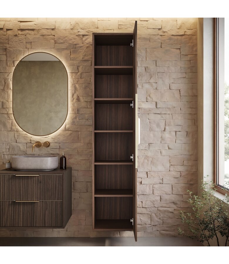 Wastafelkast Rimini met kolomkast - 60 x 46 x 46 cm - walnoot bruin