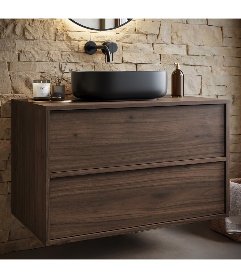 Wastafelkast Mali - 80 x 46 x 49 cm - walnoot bruin