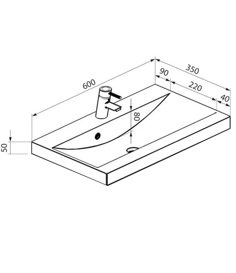 Wastafel Montreal 60cm - wit
