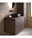 Wastafelkast Mali met kolomkast - 80 x 46 x 54 cm - walnoot bruin