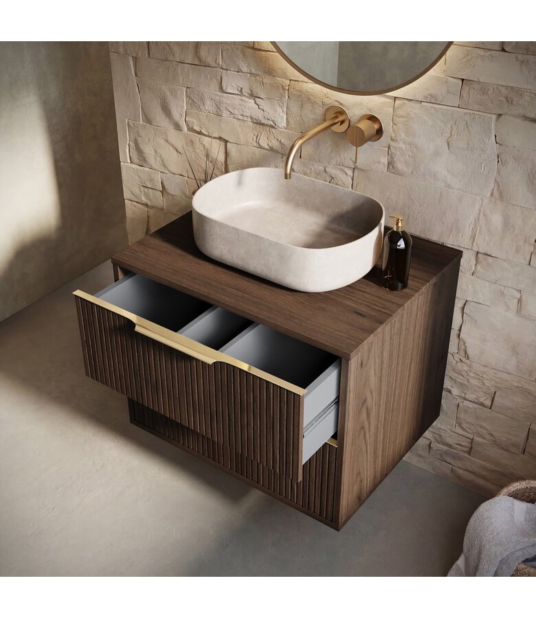 Wastafelkast Rimini - 60 x 46 x 46 cm - walnoot bruin