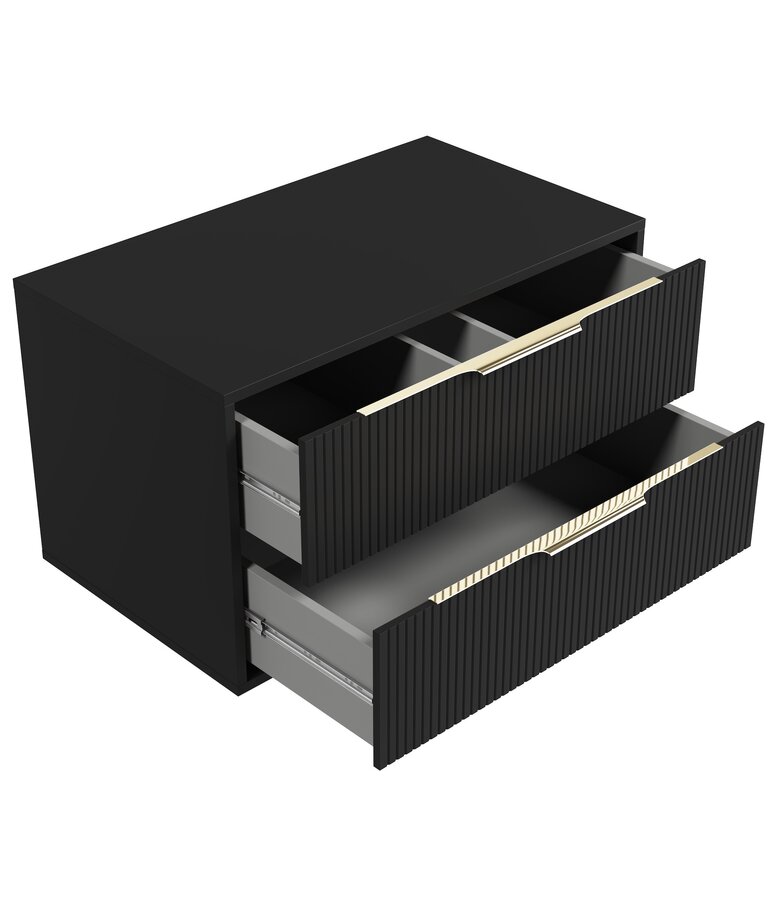 Wastafelkast Rimini met kolomkast - 80 x 46 x 46 cm - mat zwart