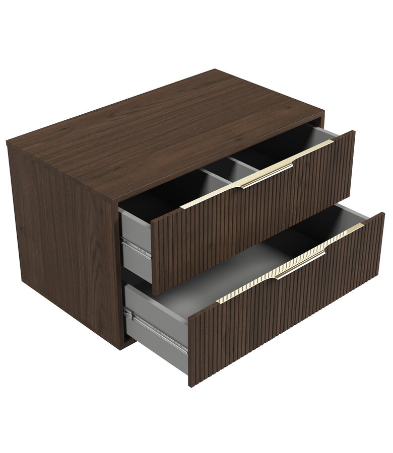 Wastafelkast Rimini met kolomkast - 80 x 46 x 46 cm - walnoot bruin