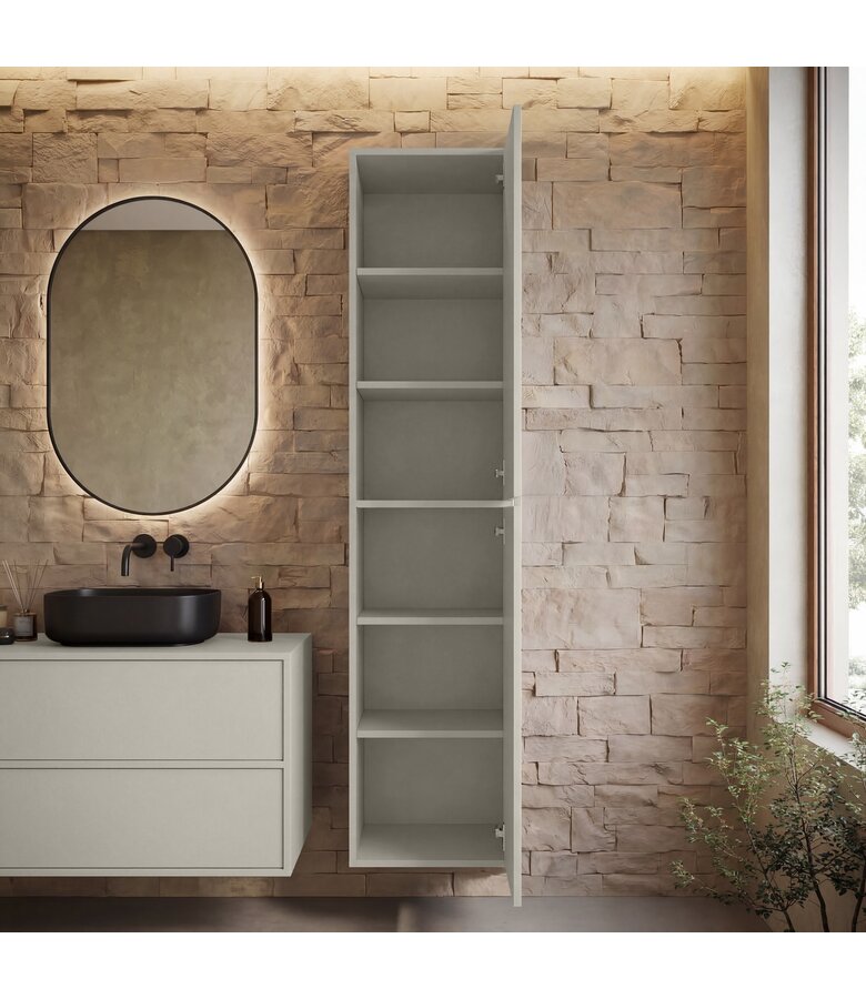 Wastafelkast Mali met kolomkast - 80 x 46 x 54 cm - beige
