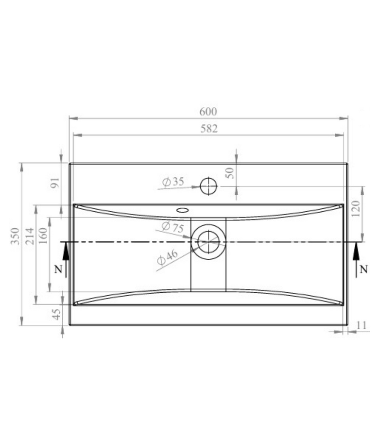 Wastafel Montreal 60cm - wit