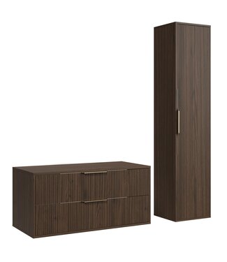 Wastafelkast Rimini met kolomkast - 100 x 46 x 46 cm - walnoot bruin